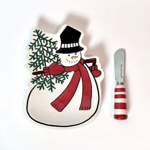Snowman Canapé Serving Plate By Fitz & Floyd Holiday Home - Hosting Hostess Xmas